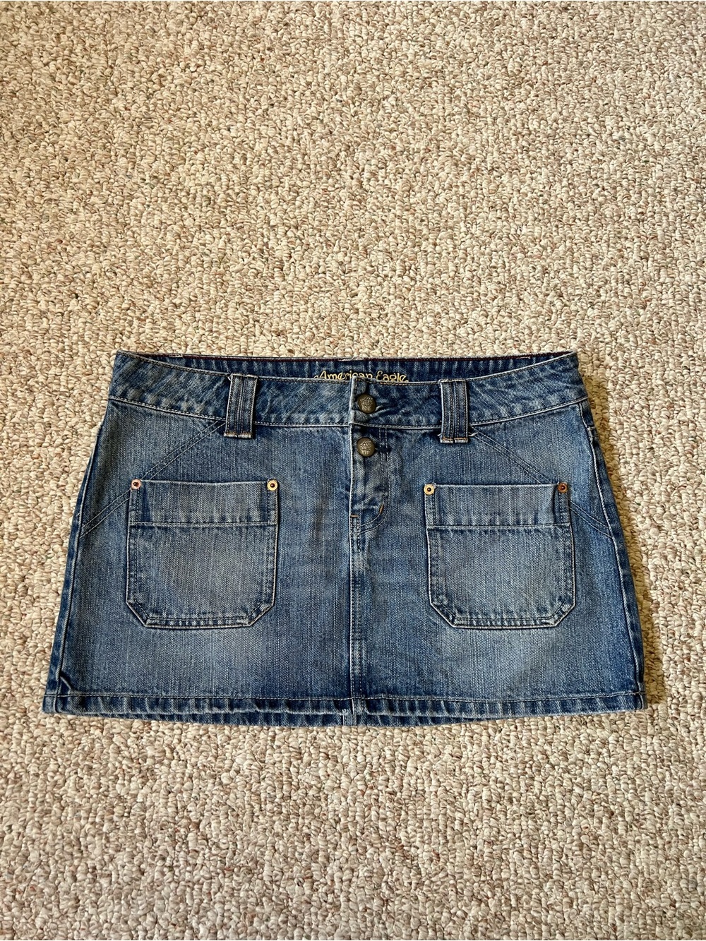 American Eagle Y2K Denim Mini Skirt in Blue, 100% cotton
